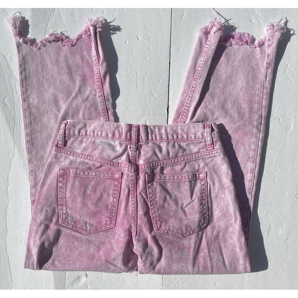 We The Free Womens Cropped Raw Hem Distressed Jeans Pink Size 25 - Picture 4 of 5